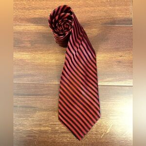 PAUL DIONE Vintage Black and Red Stripes All Silk Necktie